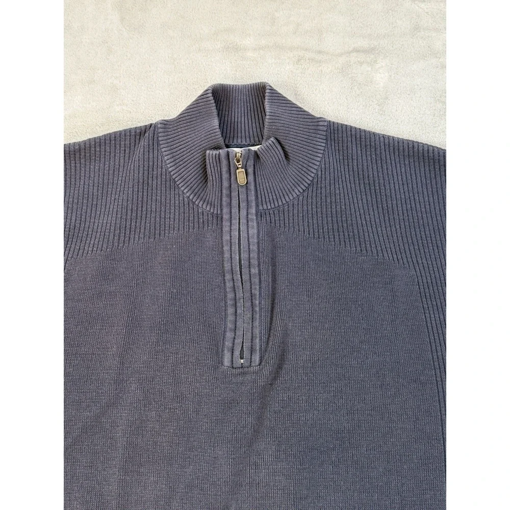 Vintage St Croix Shop Vest Men's XL Navy 1/4 Zip Cotton Blend Made in USA